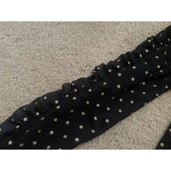 1.State Women's Black Gold Dot Sheer Long Sleeve Ruffle Seam Crewneck Top Size M - Picture 5 of 10